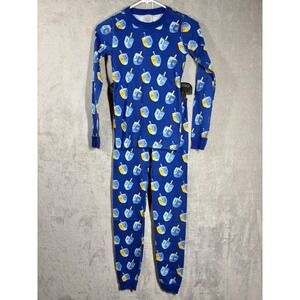 Hanna Andersson Fitted Dreidel Pajamas Kids Size 12 Blue Organic Cotton Hanukkah